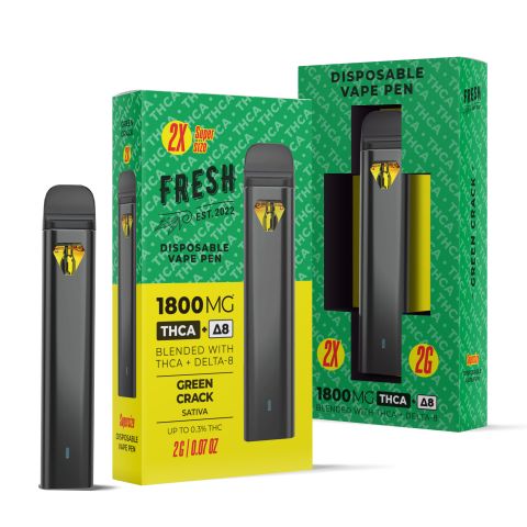 1800mg THCA, D8 Vape Pen - Green Crack - Sativa - 2ml - Fresh - Thumbnail 3