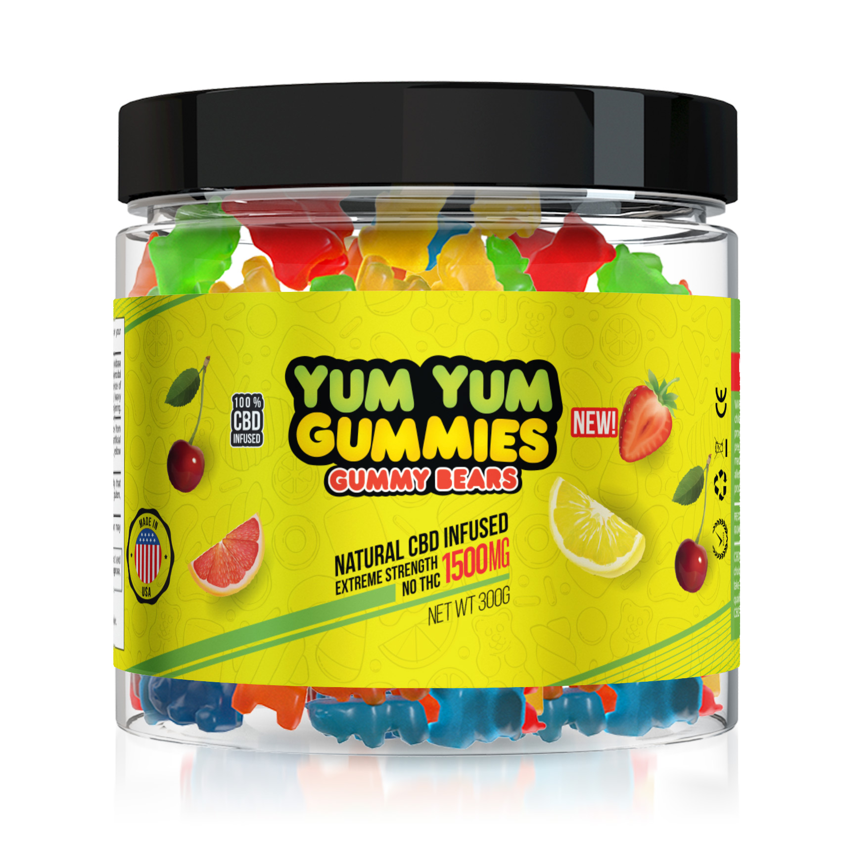 Yum Yum Gummies 1500mg CBD Infused Gummy Bears CBD Edibles
