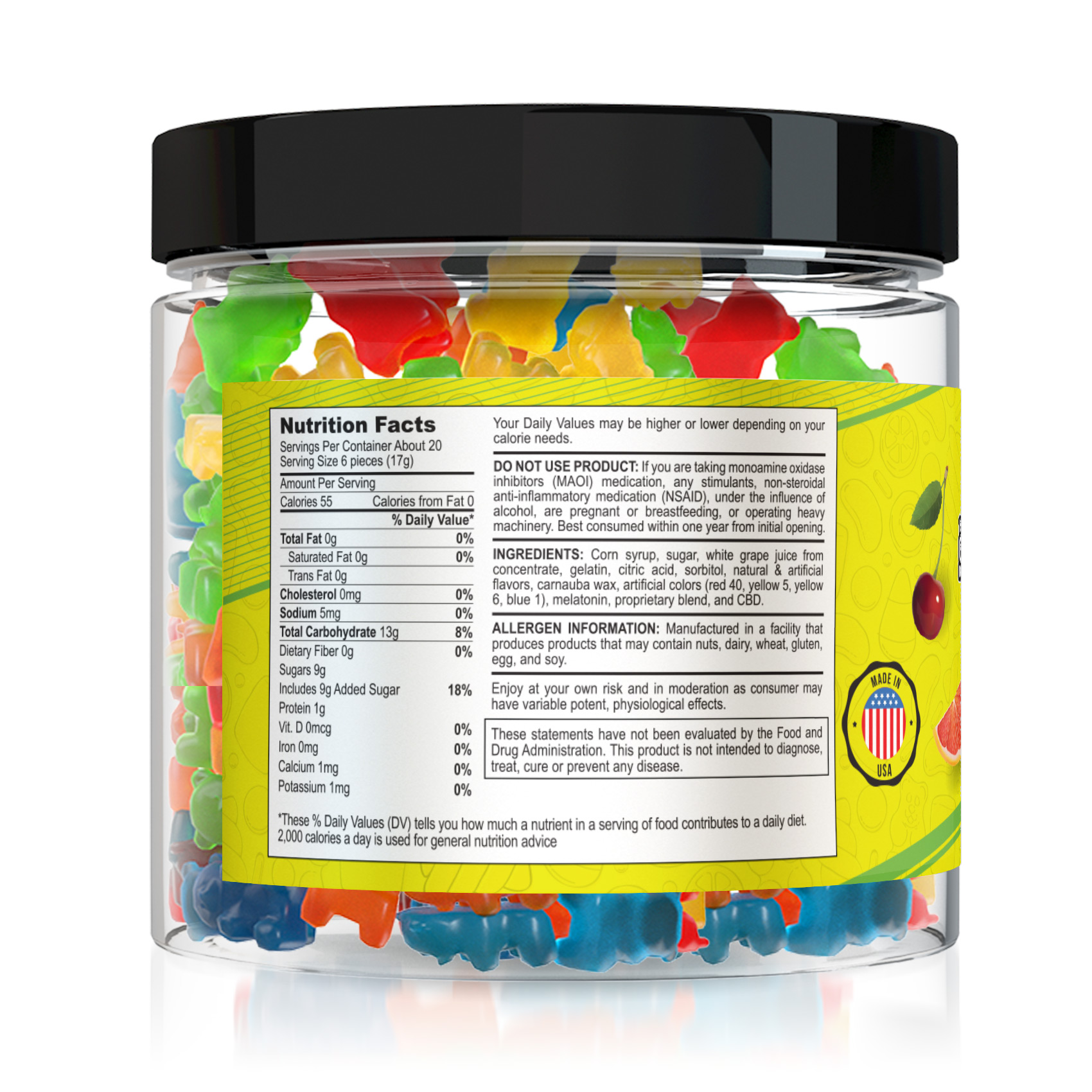 Yum Yum Gummies 1500mg CBD Infused Gummy Bears | CBD Edibles