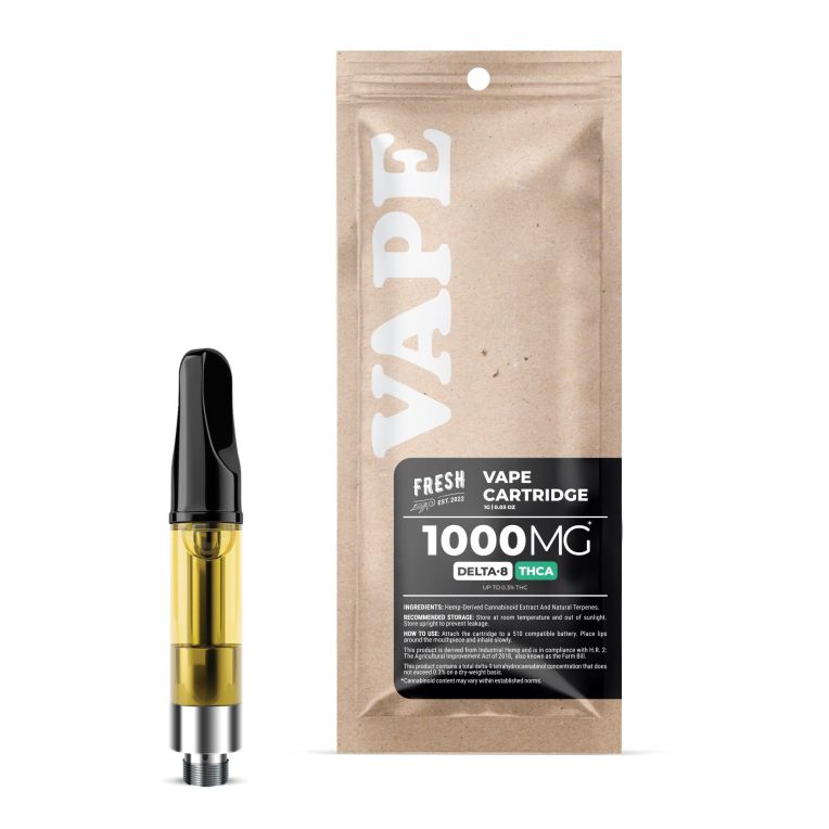 1000mg THCA, D8 Vape Cart - Strawberry Cough - Sativa - 1ml - Fresh