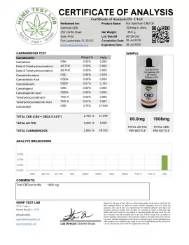 Unflavored Diamond CBD Oil - 1000mg