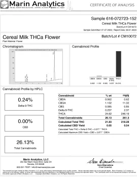 Cereal Milk Flower - THCA - Hybrid