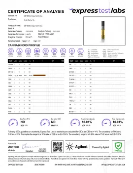 1000mg D8 Vape Cart - Indica