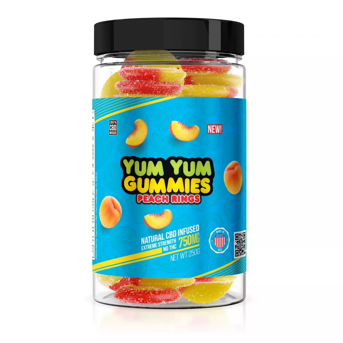 Yum Yum Gummies 750x CBD Infused Peach Rings CBD Edibles