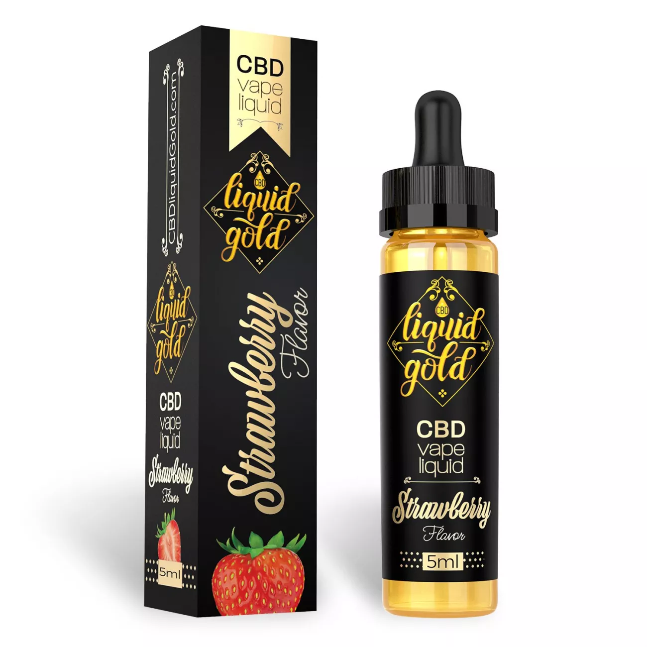 Liquid Gold CBD Vape Liquid 5ml Strawberry | CBD Vape Oil