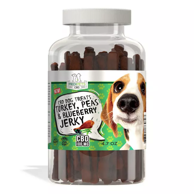 MediPets CBD Dog Treats - Turkey, Peas, & Blueberry Jerky