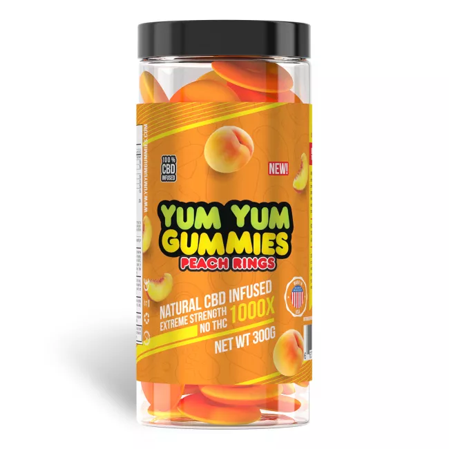 Yum Yum Gummies 1000x - CBD Infused Peach Rings