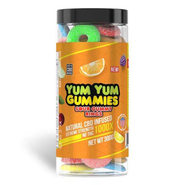 Yum Yum Gummies 1000x - CBD Infused Sour Gummy Rings
