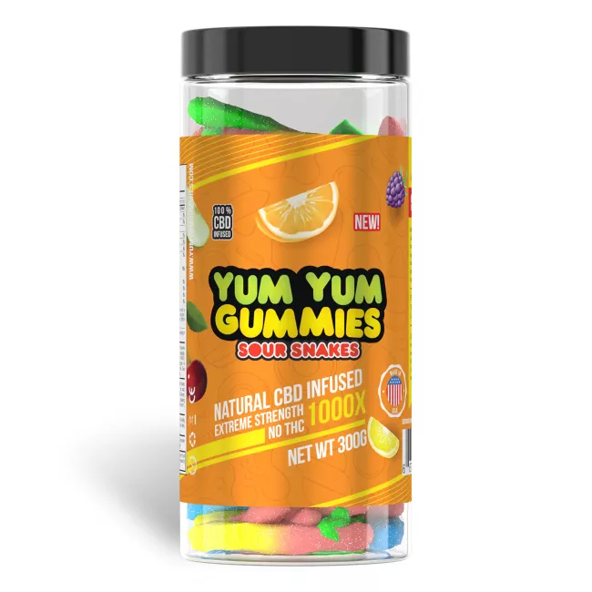 Yum Yum Gummies 1000mg - CBD Infused Sour Snakes