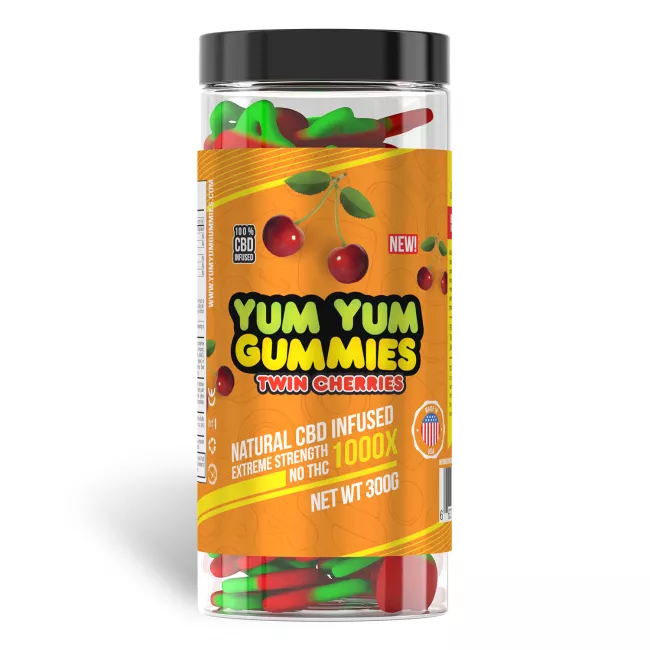 Yum Yum Gummies 1000x - CBD Infused Twin Cherries