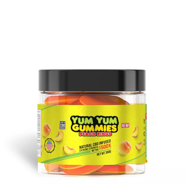 Yum Yum Gummies 1500x - CBD Infused Peach Rings