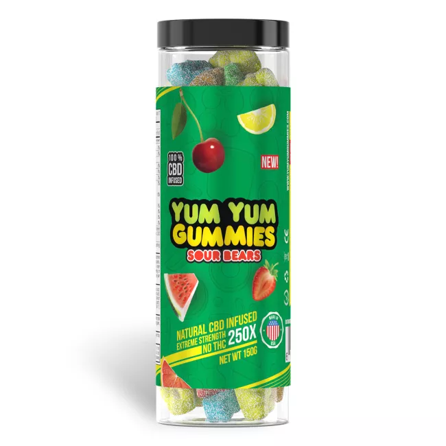 Yum Yum Gummies 250x - CBD Infused Sour Bears