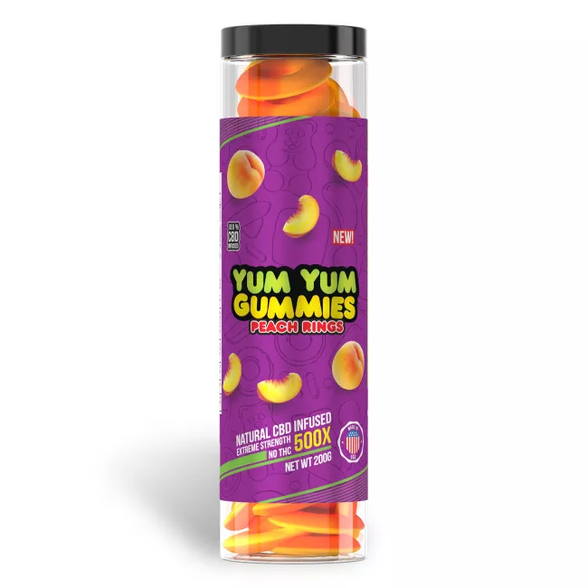 Yum Yum Gummies 500x - CBD Infused Peach Rings