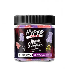 Hyper Delta-10 THC Vegan Gummies Bears - Raspberry and Grape - 1500MG