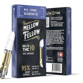 Mellow Fellow Delta-10 THC Vape Cartridge - Blueberry OG (Hybrid) - 950MG