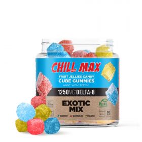 Chill Plus Max Delta-8 THC Gummies - Vegan Fruit Jellies - Exotic Mix - 1250x