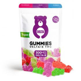 Delta-8 THC Gummy Bears (Vegan) - Purple Bear Assortment (Pink lemonade, Grape, Blueberry) - 300mg