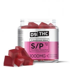 Strawberry Passionfruit Gummies - D9, D8, Mushroom Blend - D9 THC - 1000mg