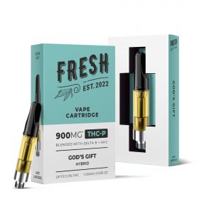 900mg THCP, D8, HHC Vape Cart - God's Gift - Hybrid - 1ml - Fresh