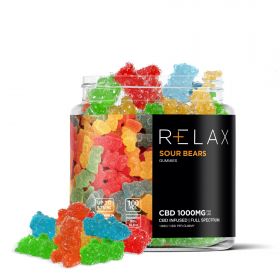 Relax Gummies - CBD Full Spectrum Sour Gummy Bears - 1000mg