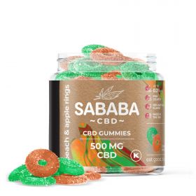 Sababa Full Spectrum CBD Gummies - Peach and Apple Rings - 500MG