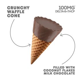 100mg Coconut Flakes + Milk Chocolate Waffle Cones - D8, THCP - Chill Plus