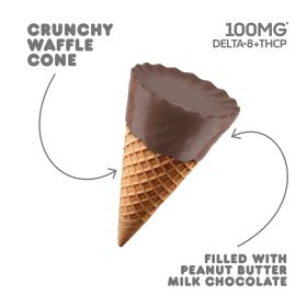 100mg Peanut Butter + Milk Chocolate Waffle Cones - D8, THCP - Chill Plus