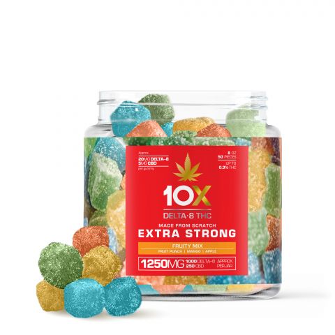 10X Delta-8 THC Extra Strong Gummies -Fruity Mix - 1250MG - 1