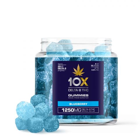 10X Delta-8 THC Gummies - Blueberry - 1250MG - 1