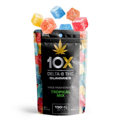 10X Delta-8 THC Gummies Pouch - Tropical Mix - 150MG - Thumbnail 3