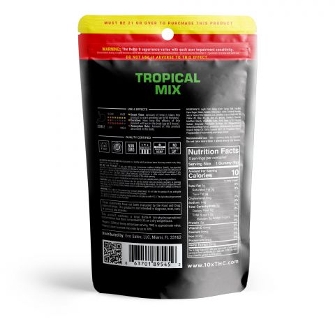 10X Delta-8 THC Gummies Pouch - Tropical Mix - 150MG - Thumbnail 4