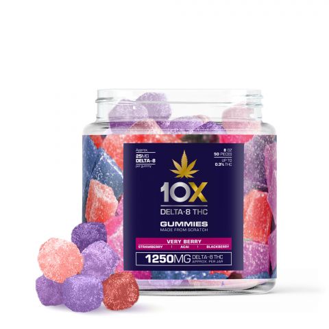 10X Delta-8 THC Gummies - Very Berry - 1250MG - Thumbnail 1