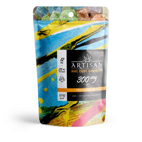 25mg HHC Cube Gummy Pouch - Tropical Mix - Artisan - Thumbnail 2