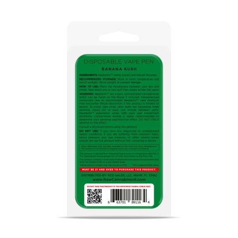 Banana Kush Vape Active CBD - Disposable - Raw - 800mg - Thumbnail 3
