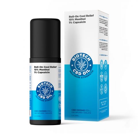 Biotech CBD Oil Roll-On Cool Relief Maximum Strength - Menthol & Capsaicin - 1500MG - 1