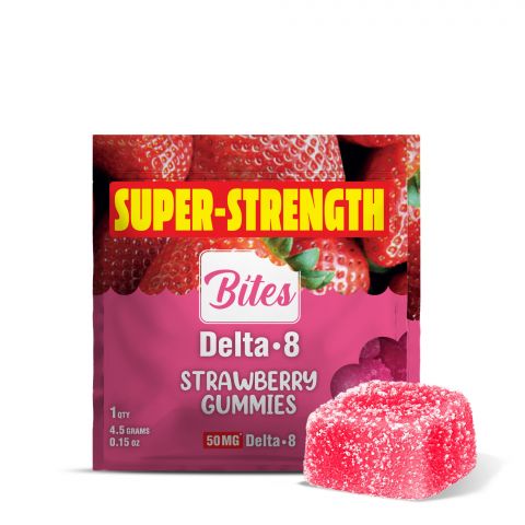 50mg Delta 8 THC Gummy - Strawberry - Bites - Thumbnail 1