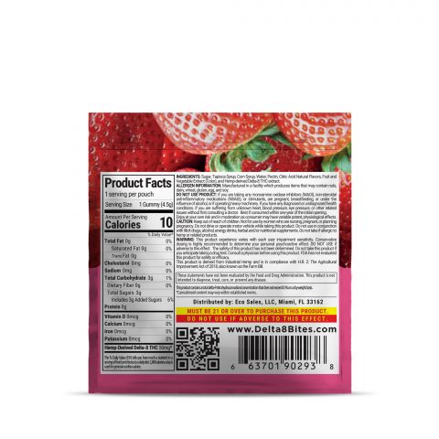 Bites Delta-8 THC Gummy - Strawberry - 50MG - Thumbnail 3