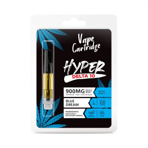 900mg D10, D8 Vape Cart - Blue Dream - Sativa - 1ml - Hyper - Thumbnail 2