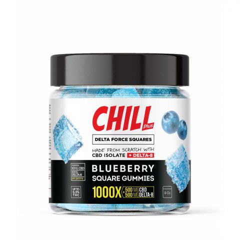 Chill Plus Delta-8 Blueberry Force Squares Gummies - 1000X - 2