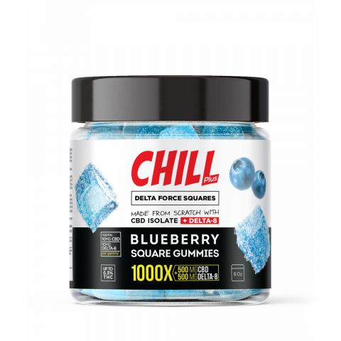 Chill Plus Delta-8 Blueberry Force Squares Gummies - 1000X - Thumbnail 2