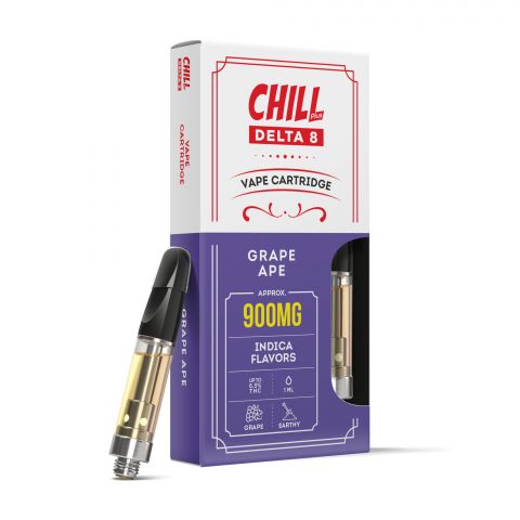 900mg D8 Vape Cart - Grape Ape - Indica - 1ml - Chill Plus - Thumbnail 1