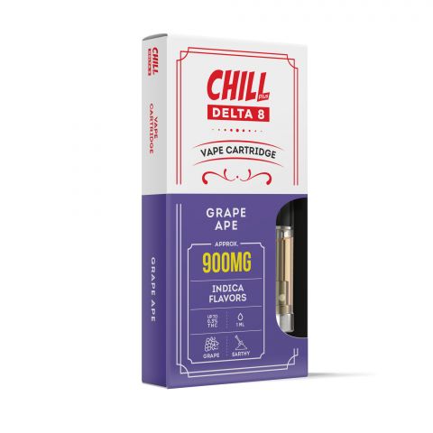 900mg D8 Vape Cart - Grape Ape - Indica - 1ml - Chill Plus - Thumbnail 2