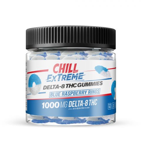 Chill Plus Extreme Delta-8 THC Gummies - Blue Raspberry Rings - 1000MG - 2