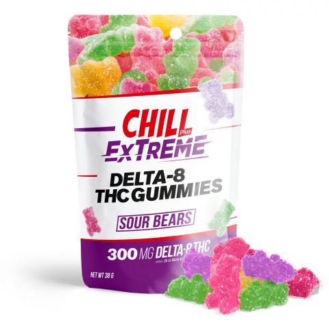 Chill Plus Extreme Delta-8 THC Gummies Pouch - Sour Bears - 300MG - 1