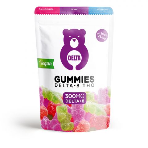 Delta-8 THC Gummy Bears (Vegan) - Purple Bear Assortment (Pink lemonade, Grape, Blueberry) - 300mg - 2