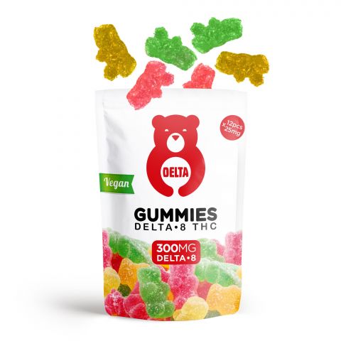 Delta-8 THC Gummy Bears (Vegan) - Red Bear Assortment (Raspberry, Strawberry Cream, Green Apple) - 300mg - Thumbnail 3
