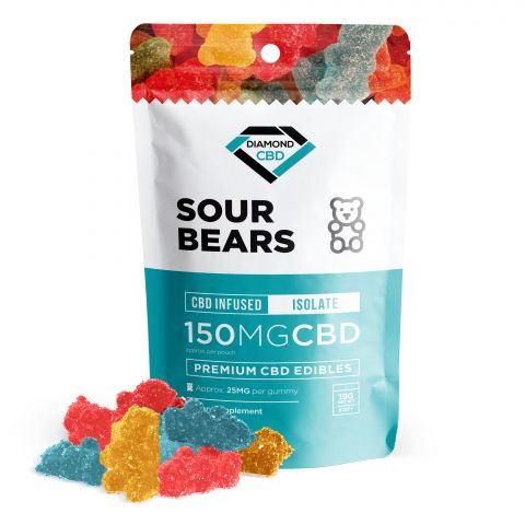 Diamond CBD Isolate Gummies Pouch - Sour Bears - 150MG - 1