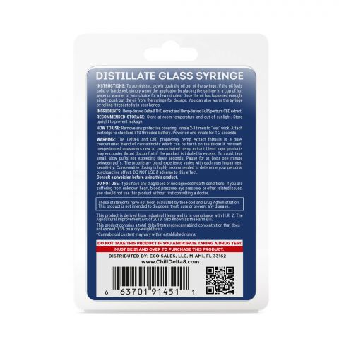 Distillate Oil Syringe - Delta 8 & CBD - Chill Plus - 1000X - 3