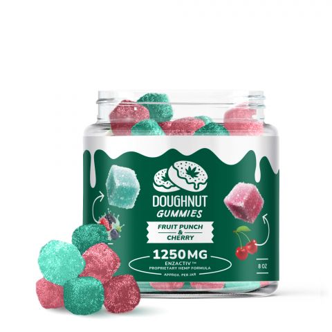 Doughnut CBD Gummies - Made with Enzactiv - Fruit Punch & Cherry - 1250MG - Thumbnail 1