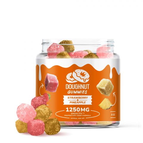 Doughnut CBD Gummies - Made with Enzactiv - Strawberry & Pineapple - 1250MG - 1